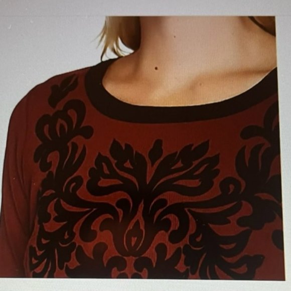 Bob Mackie Velvet Flocked Knit Top Size L - Picture 5 of 9